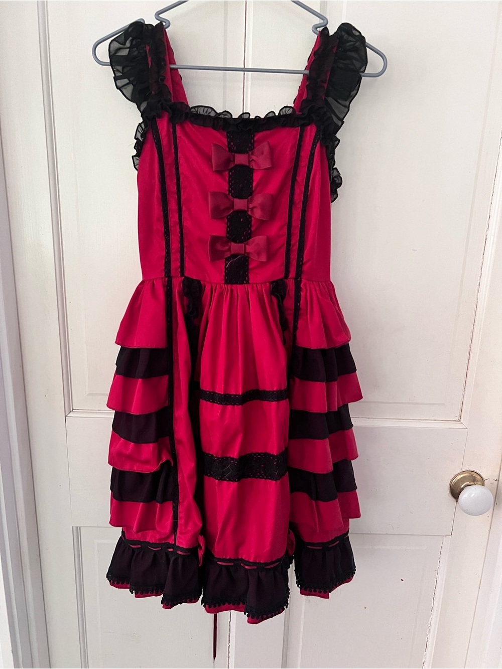 Red and Black small women’s Ruffle Costume Dress - Musical Theater, Halloween